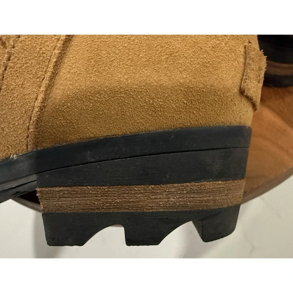 Sorel Women's Lolla Cutout Ankle Bootie Suede Camel Brown Size 7